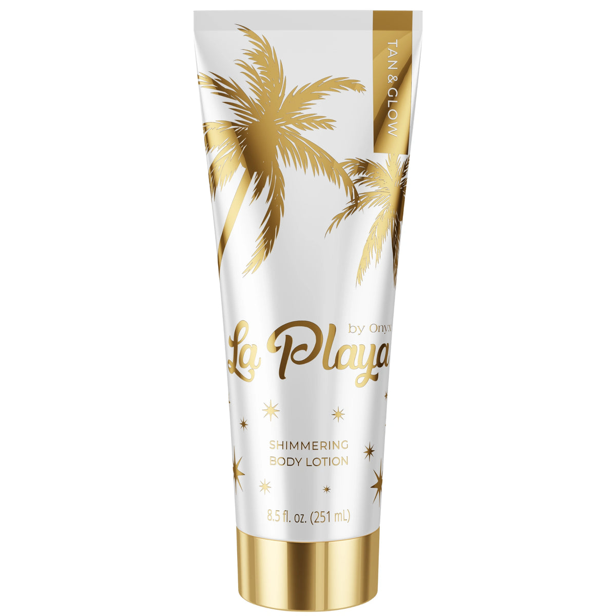 Produktfoto der Onyx La Playa Tan & Glow Schimmernden Körpercreme auf weißem Hintergrund