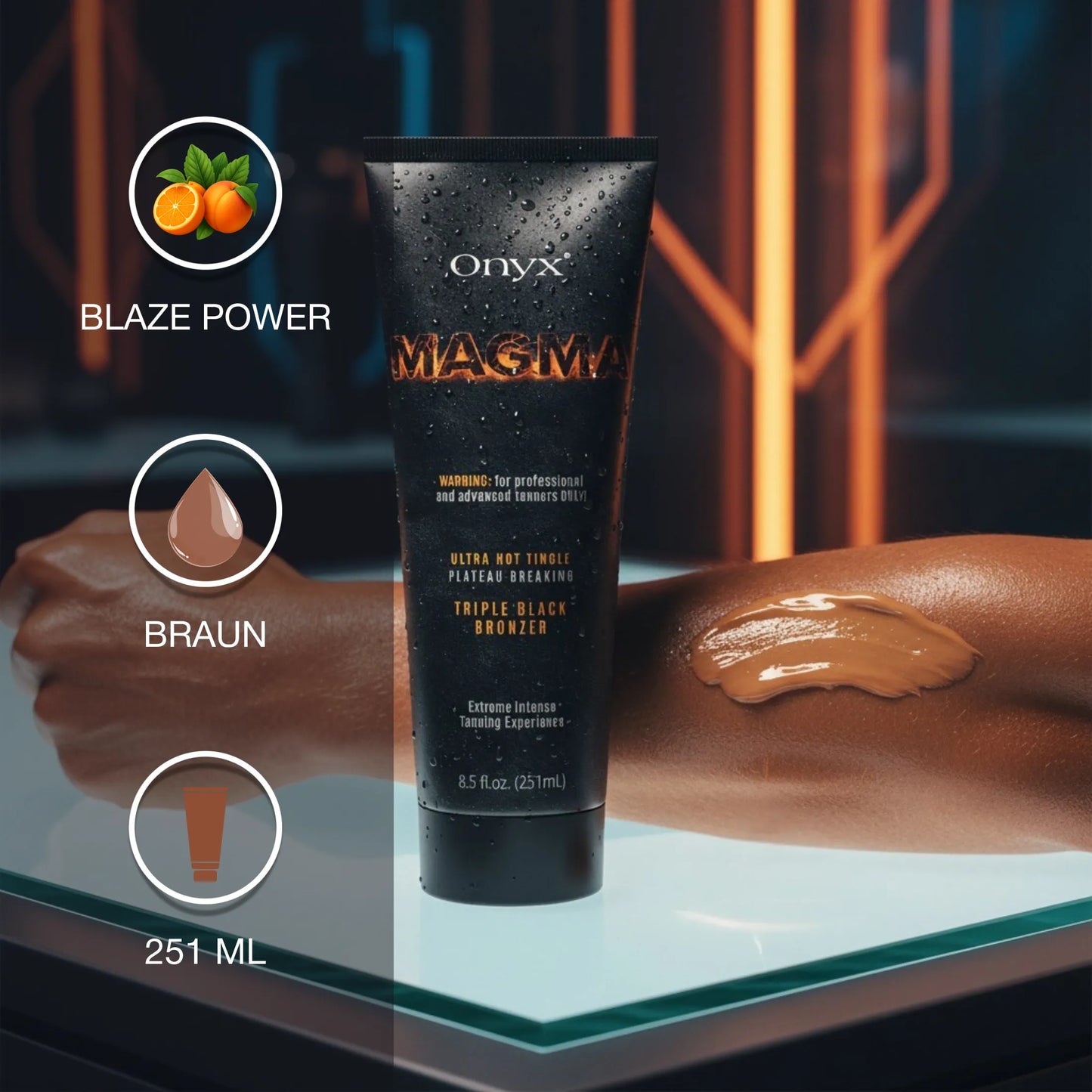 Magma Hot Tingle Sonnenbank Bräunungscreme – Triple Bronzer – Ultra-dunkle & feurige Bräune