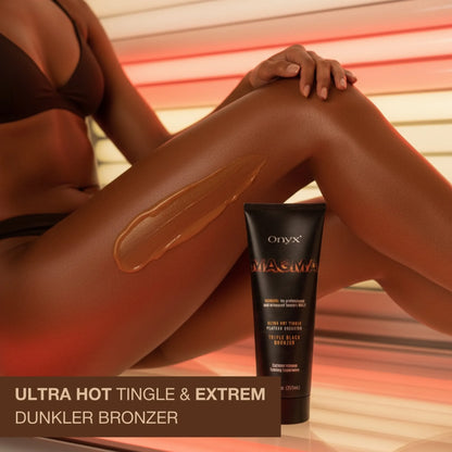 Magma Hot Tingle Sonnenbank Bräunungscreme – Triple Bronzer – Ultra-dunkle & feurige Bräune