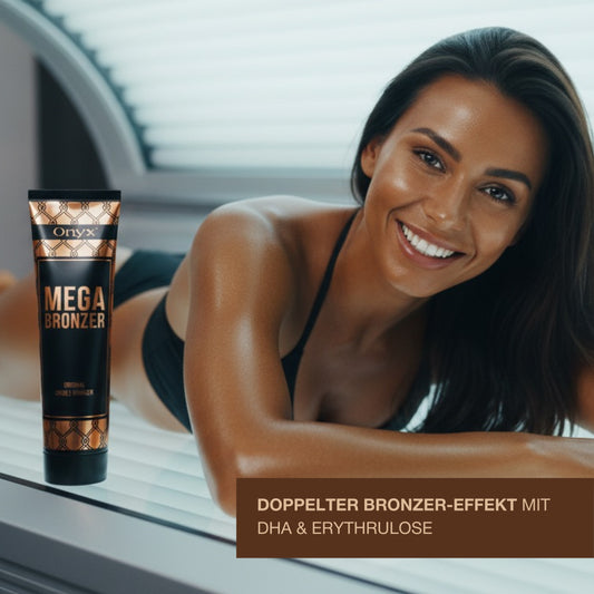 Mega Bronzer Sonnenbank Bräunungscreme – Doppelformel für eine dunkle Bräune