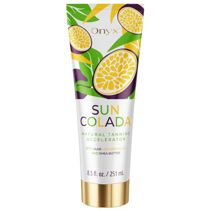 Onyx Suncolada Bräunungslotion beim Sonnenbaden hält, entwickelt für sicheres Bräunen im Solarium und unter der Sonne, mit natürlichen Inhaltsstoffen und ohne Bronzer