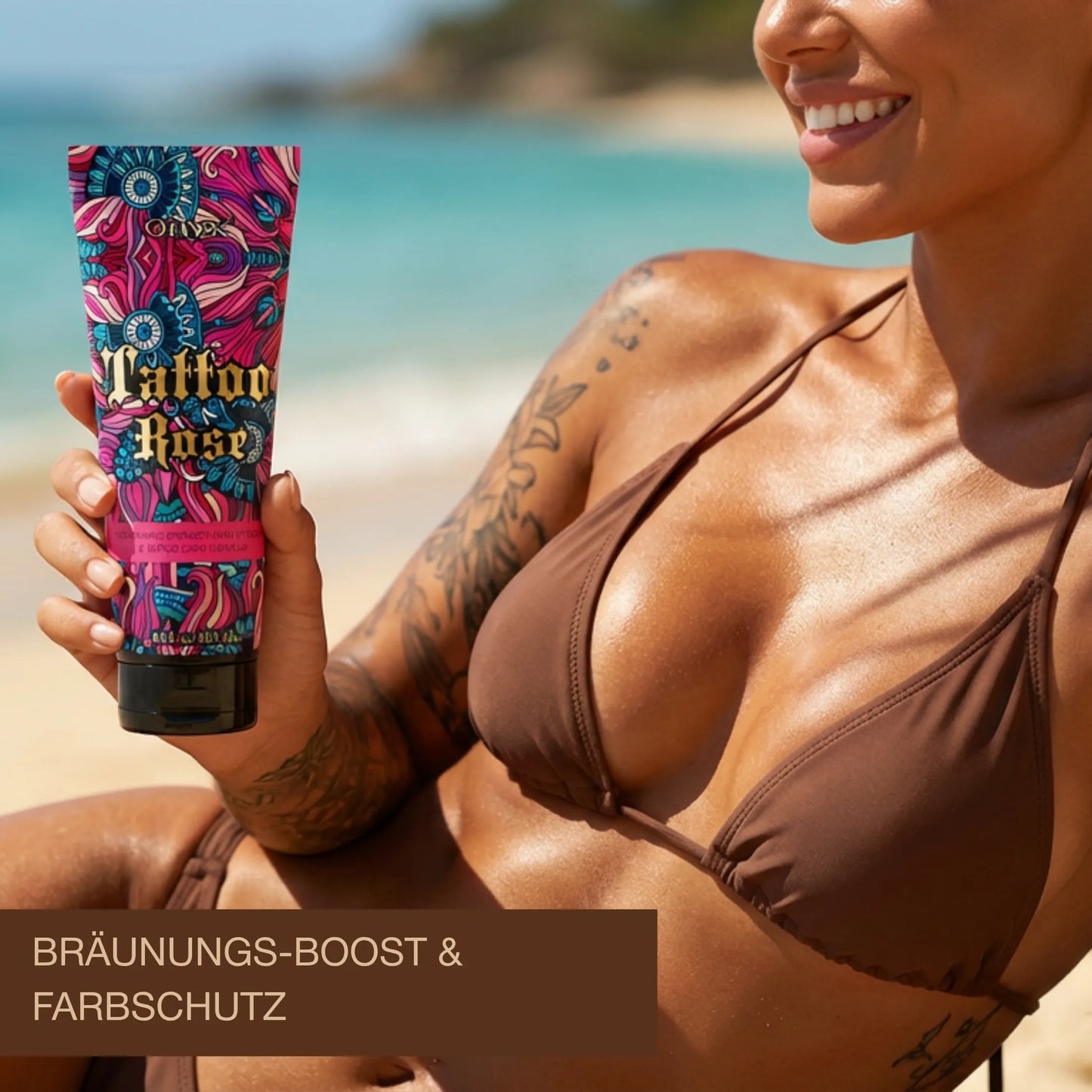 Tattoo Rose Sonnenbank Bräunungsbeschleuniger für Frauen mit Tattoo-Pflege