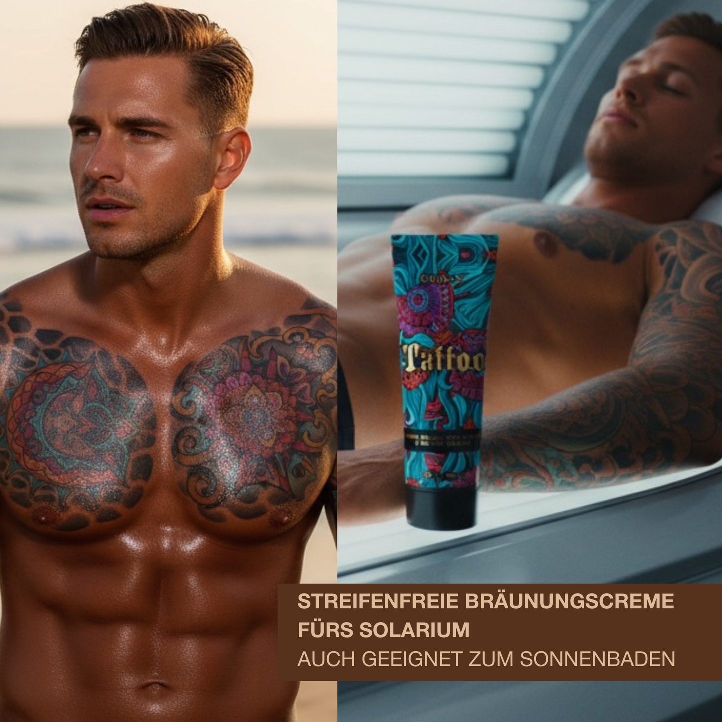 Tattoo Sonnenbank Bräunungscreme mit Bronzer – Intensives Bräunen & Tattoo-Pflege