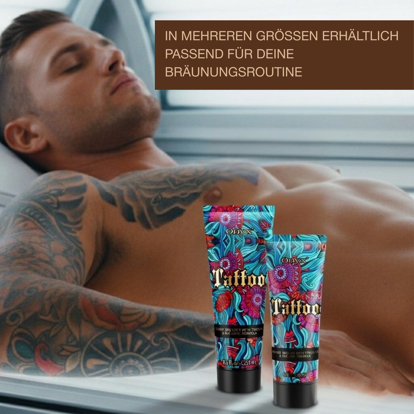 Tattoo Sonnenbank Bräunungscreme mit Bronzer – Intensives Bräunen & Tattoo-Pflege