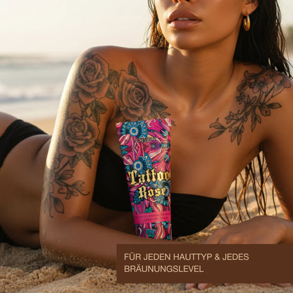 Tattoo Rose Sonnenbank Bräunungsbeschleuniger für Frauen mit Tattoo-Pflege