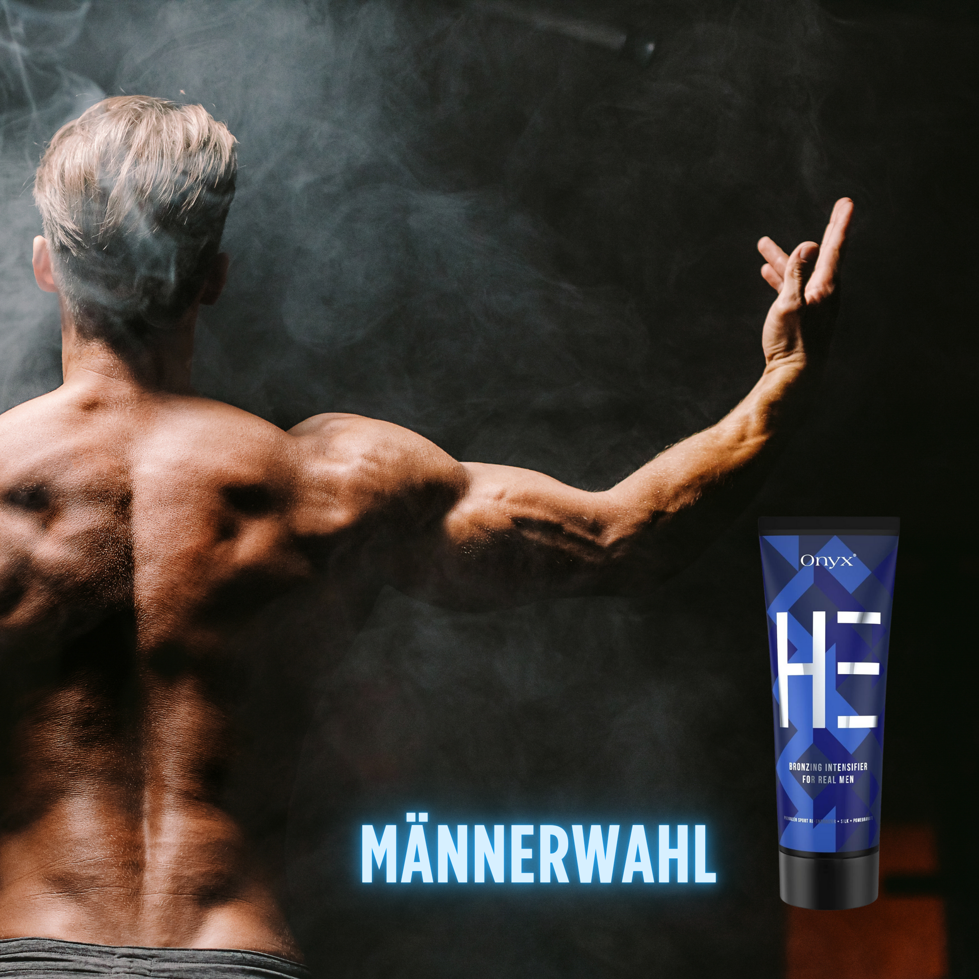 Onyx HE – die Wahl moderner Männer. Diese Bräunungscreme kombiniert intensive Farbe mit gepflegter, glatter Haut.