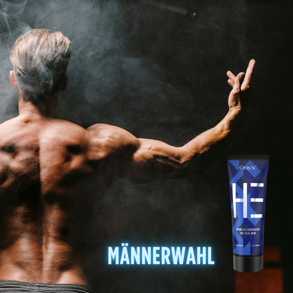 Onyx HE – die Wahl moderner Männer. Diese Bräunungscreme kombiniert intensive Farbe mit gepflegter, glatter Haut.