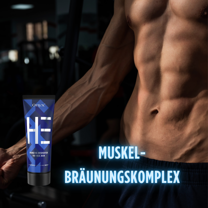 Onyx HE Bräunungsintensivierer betont Muskeln und sorgt für tiefe Bräune. Ideal für Männer, die im Fitnessstudio trainieren oder Sonnenbank nutzen.