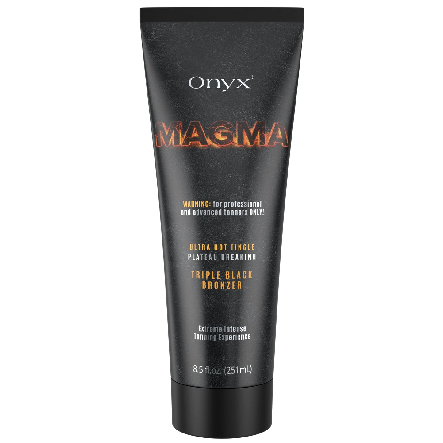 Produktaufnahme der Onyx Magma Triple Black Bronzer Tube auf weißem Hintergrund
