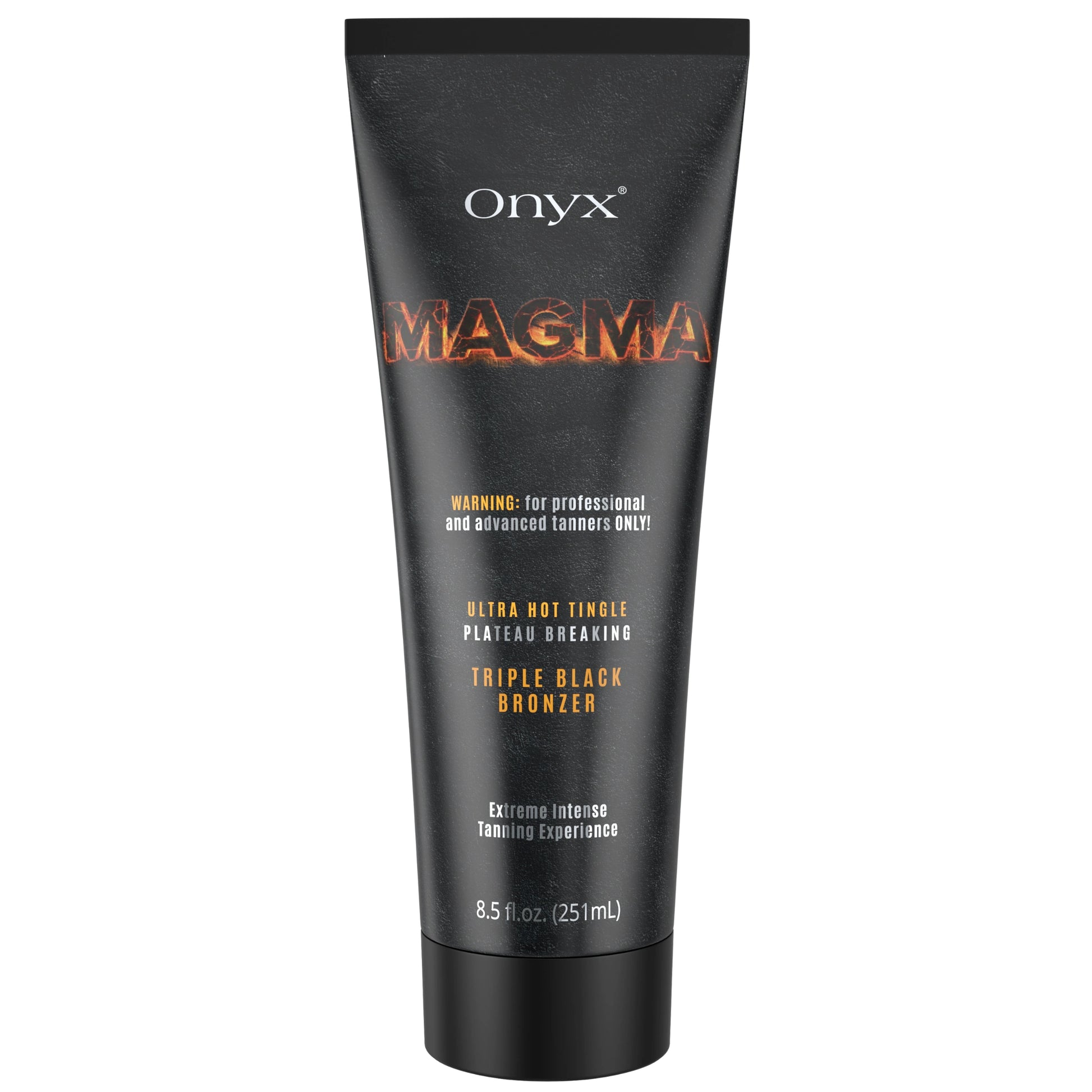 Produktaufnahme der Onyx Magma Triple Black Bronzer Tube auf weißem Hintergrund