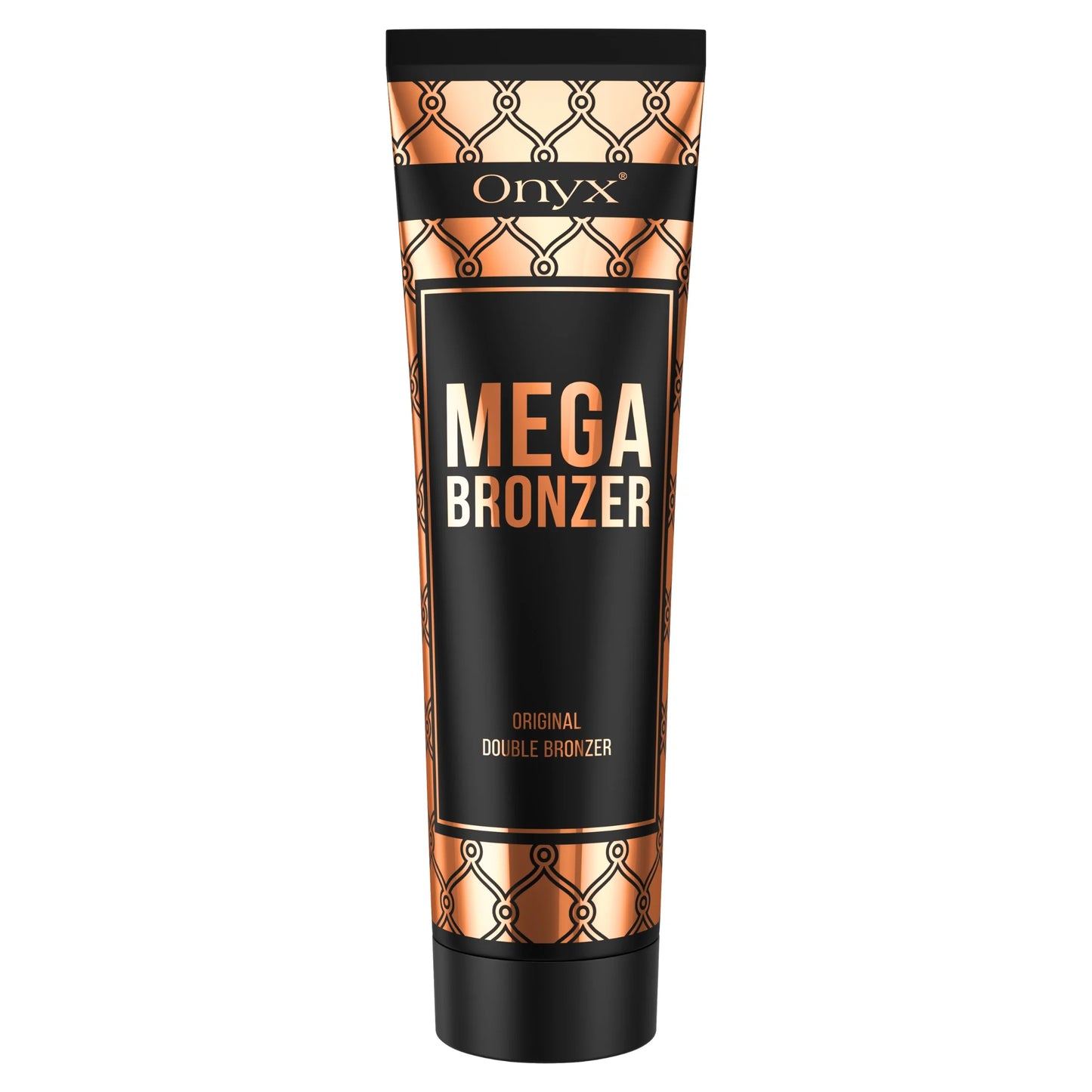 Onyx Mega Bronzer Solarium Creme mit doppelter Bräunungskraft, luxuriöse Tube in Schwarz mit Kupferdesign für besonders tiefe Bräune